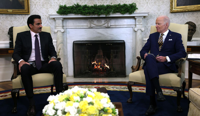 US President Joe Biden with Qatar Amir Sheikh Tamim bin Hamad al-Thani